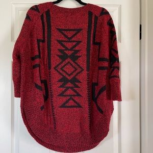 Express Red Dolman Sweater, Aztec, Medium